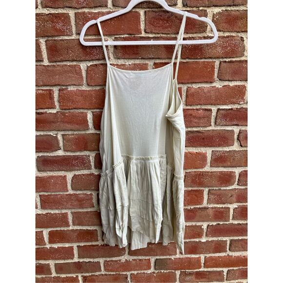 Free People Beach Noelle Women's Spaghetti Strap Tiered Mini Dress beige Medium - Picture 6 of 9